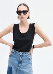 Loose Tank in Slub Jersey - Black - CO Collections